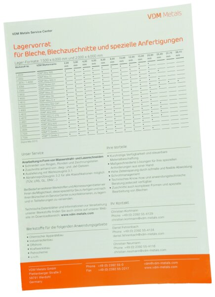Lagerliste Service-Center Englisch